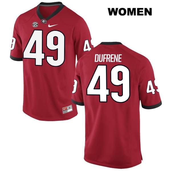 Georgia Bulldogs Women's Christian Dufrene #49 NCAA Authentic Red Nike Stitched College Football Jersey SUW1456UZ